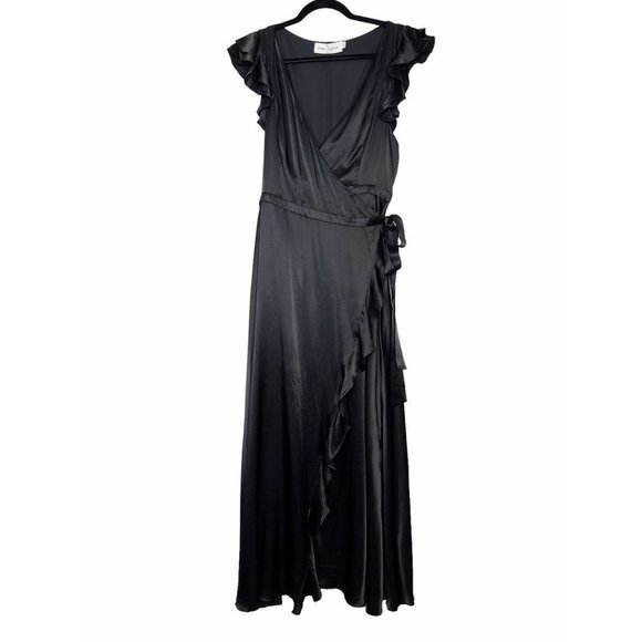 Fame and Partners Kira Maxi Wrap Dress Black Size 8 100% Silk #FP2683 - Picture 6 of 15